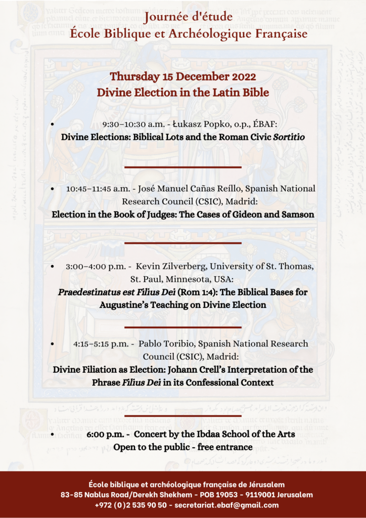 DIVINE ELECTION IN THE LATIN BIBLE cole Biblique Et Arch ologique